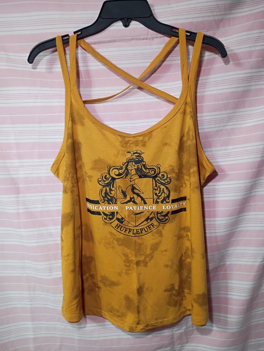 Hot Topic Mustard Yellow Hufflepuff Crisscross Tank